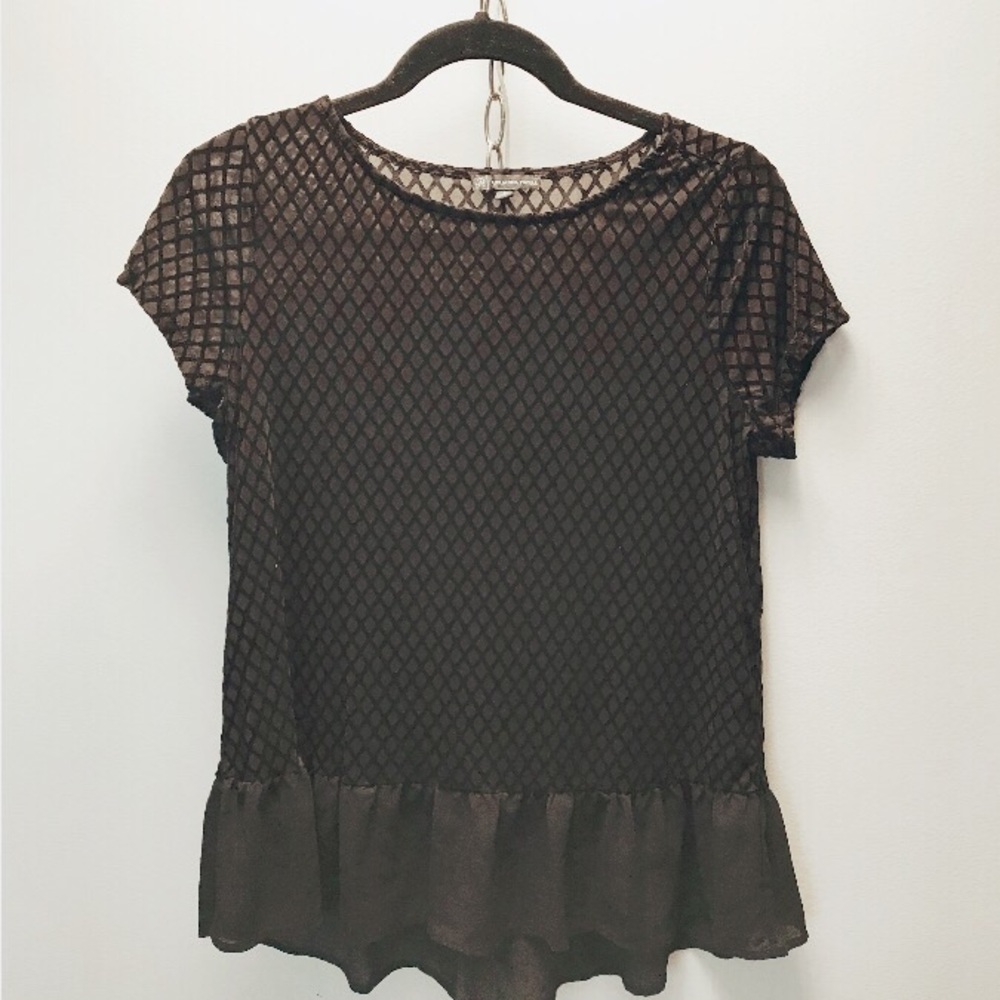 ADRIANNA PAPELL Black Peplum Top